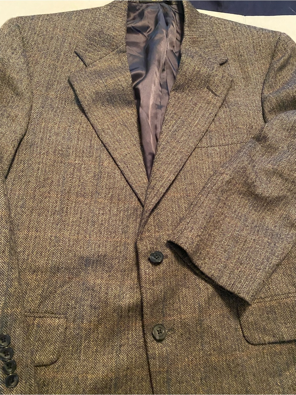 Men's Herringbone Tweed Blazer - Brown/Gray preppy classic VTG
